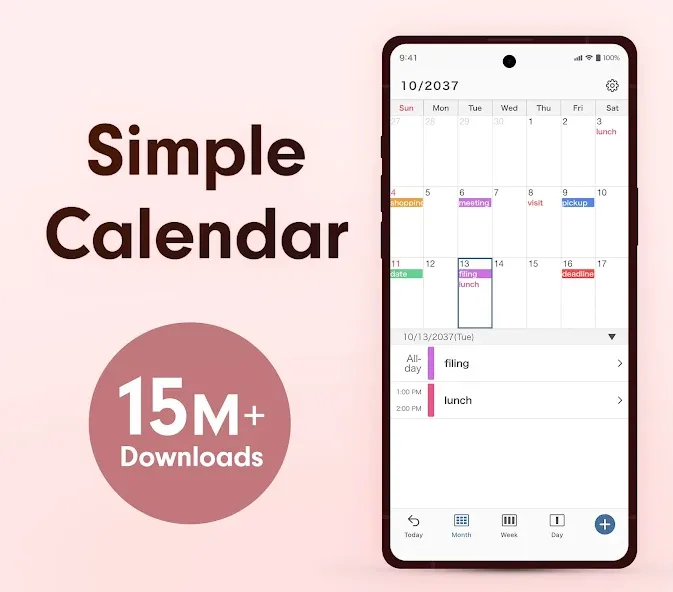 Simple Calendar - easy planner screenshot 1