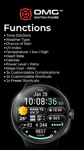 OMG 160 Weather Watch Face screenshot 5