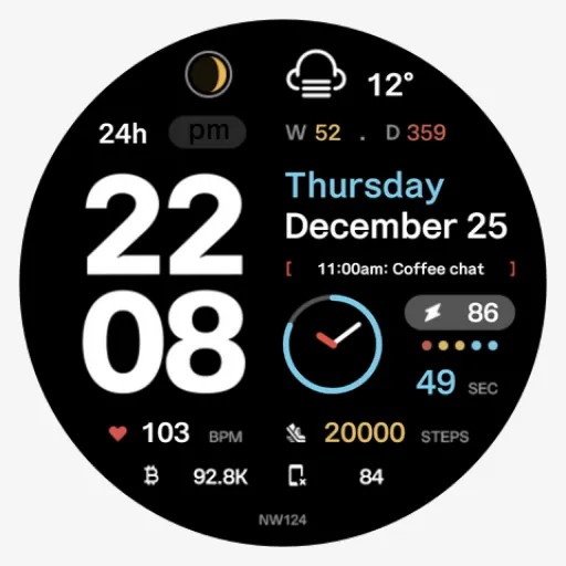 NW124: Digital watch face screenshot 6
