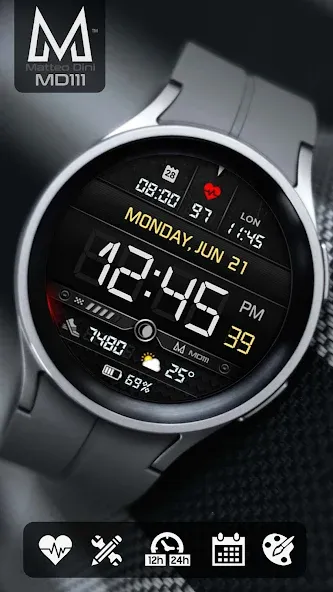 MD111 Digital watch face screenshot 1