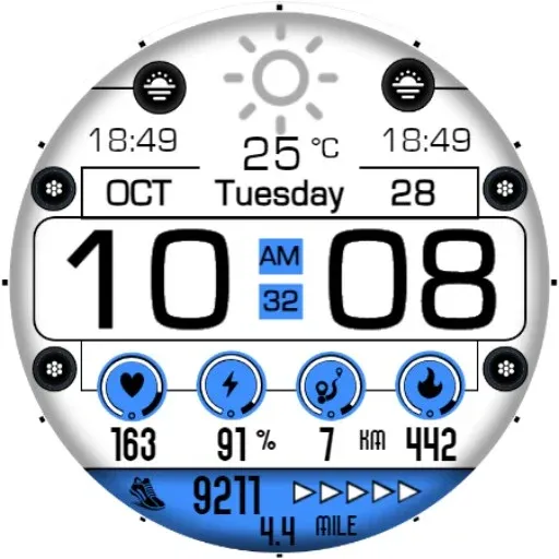 Bright White Digital Face EC68 screenshot 18