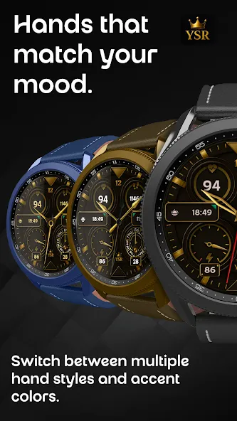 YSR01 Golden Analog Watch Face screenshot 3