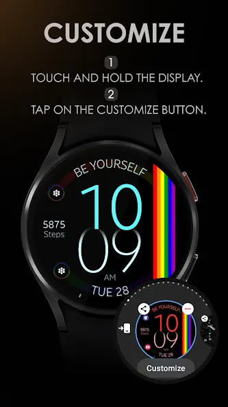 Rainbow digital watch face screenshot 6