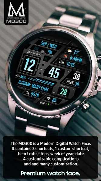 MD300 Digital watch face screenshot 2