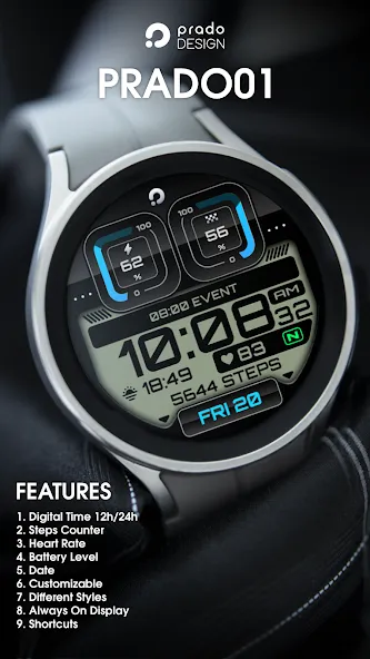 PRADO 01 Digital Watch Face screenshot 1