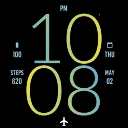 Blue Yellow Light Watch Face screenshot 4