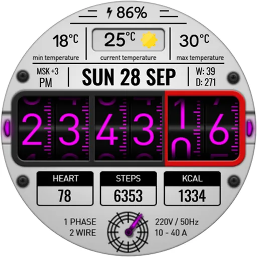 Digital RetroFlip Watch face screenshot 20