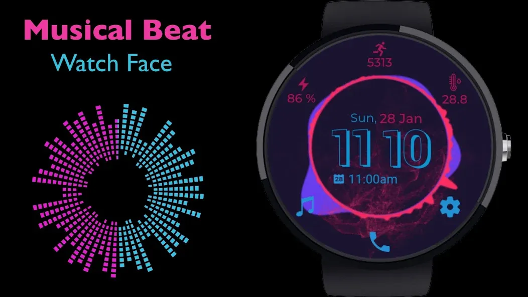 Musical Beat Watch Face screenshot 1