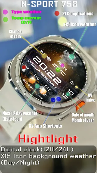 N-SPORT 758 Watch Face Wear OS screenshot 3