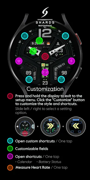 SH068 Watch Face, WearOS watch screenshot 6