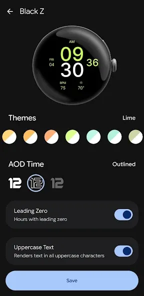 Black Z Watch Face screenshot 4