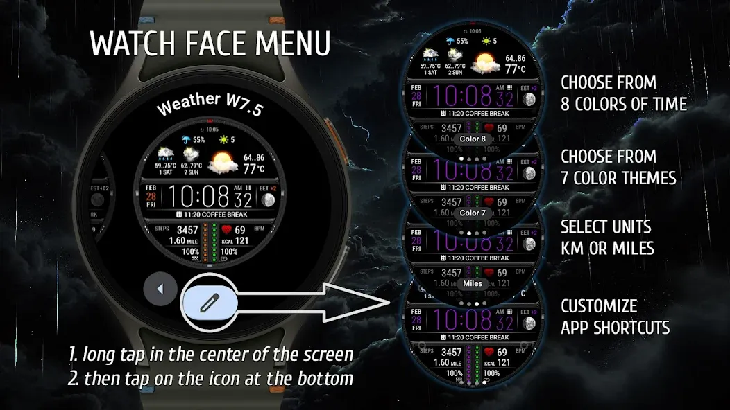 Weather watch face W7.5 screenshot 2