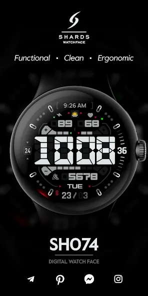 SH074 Watch Face, WearOS watch screenshot 1
