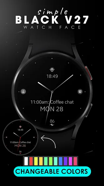 Minimal Black v27 watch face screenshot 4