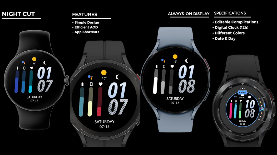 Night cut - watch face screenshot 15