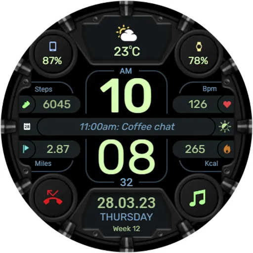 WFP 332 Futuristic watch face screenshot 48
