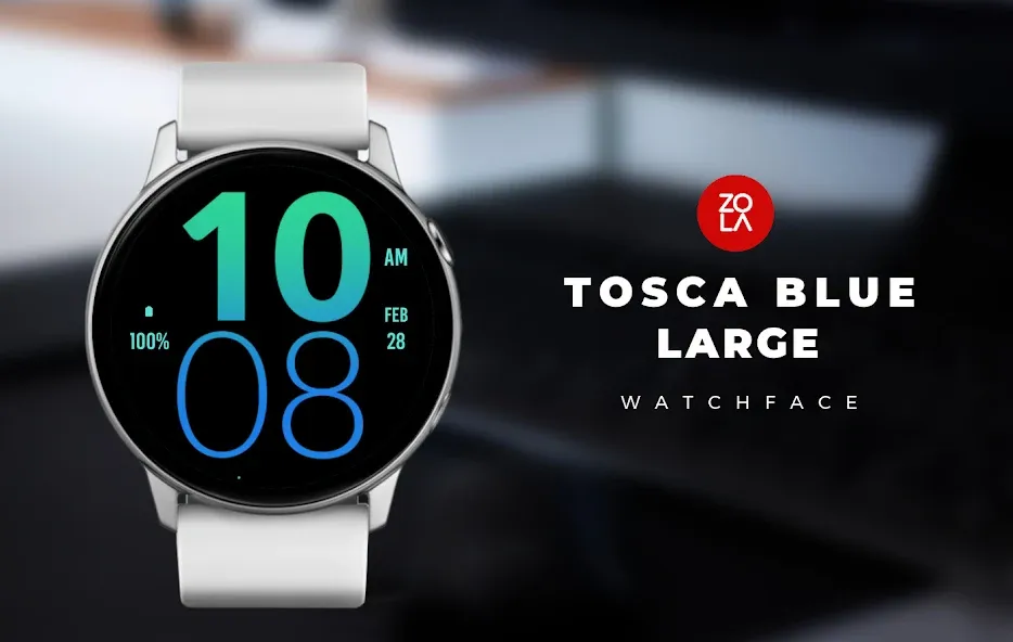 Tosca Blue Large Watch Face screenshot 1