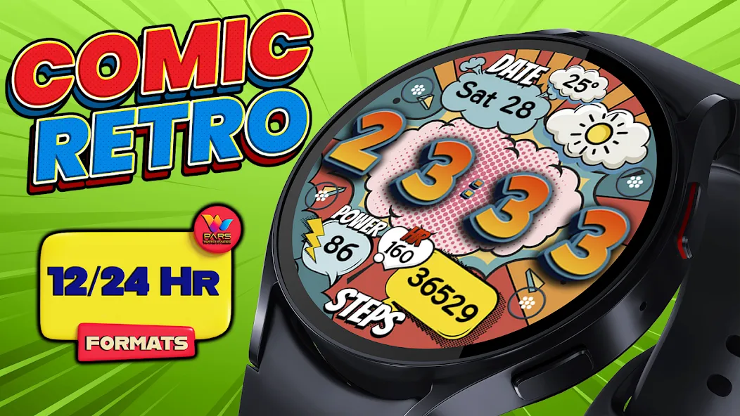 Comic Retro Digital Watch Face screenshot 2
