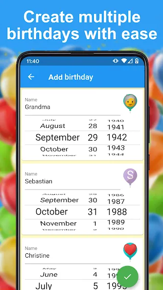 Birthday calendar screenshot 4