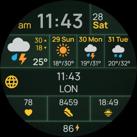 Digital watch face D30 screenshot 45