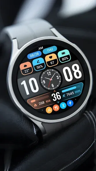 【Hybrid】Flat Small Clock screenshot 2