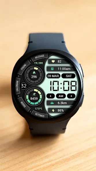 Green Text Clock ZKin Watch screenshot 2
