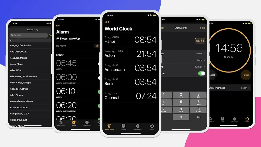 Clock Phone 16, Alarm & Timer screenshot 1