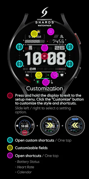 SH077 Watch Face, WearOS watch screenshot 6