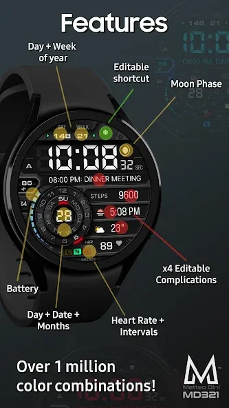 MD321 Digital Watch Face screenshot 3