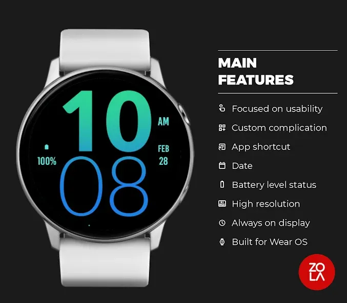 Tosca Blue Large Watch Face screenshot 2