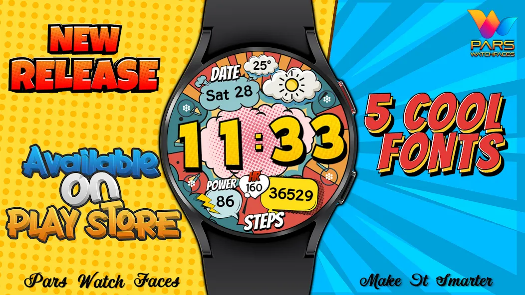 Comic Retro Digital Watch Face screenshot 4