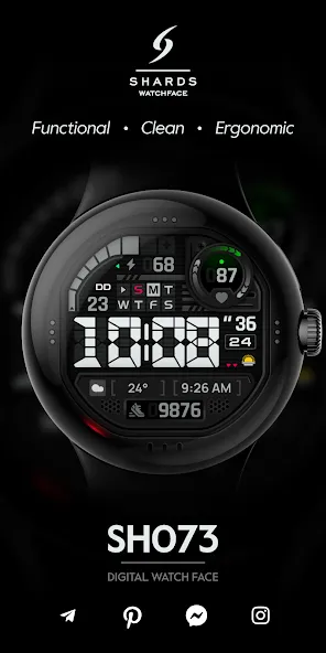 SH073 Watch Face, WearOS watch screenshot 1