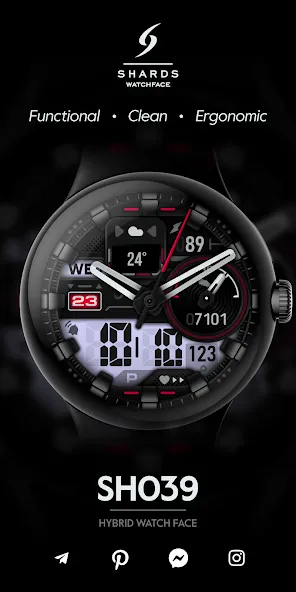 SH039 Watch Face, WearOS watch screenshot 1