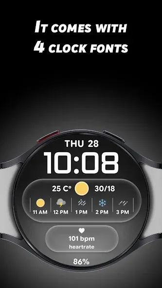 Glass Weather 2 - Watch face screenshot 5