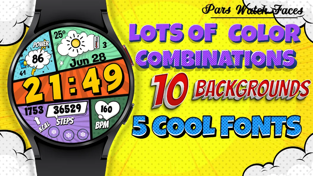 Comic Wooo Digital Watch Face screenshot 5