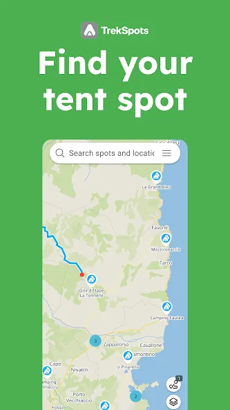 TrekSpots | Tent camping map screenshot 1