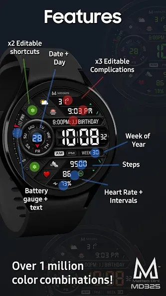 MD325 Digital Sport Watch Face screenshot 5