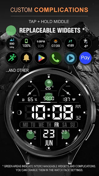 WFP 105 Retro watch face screenshot 3