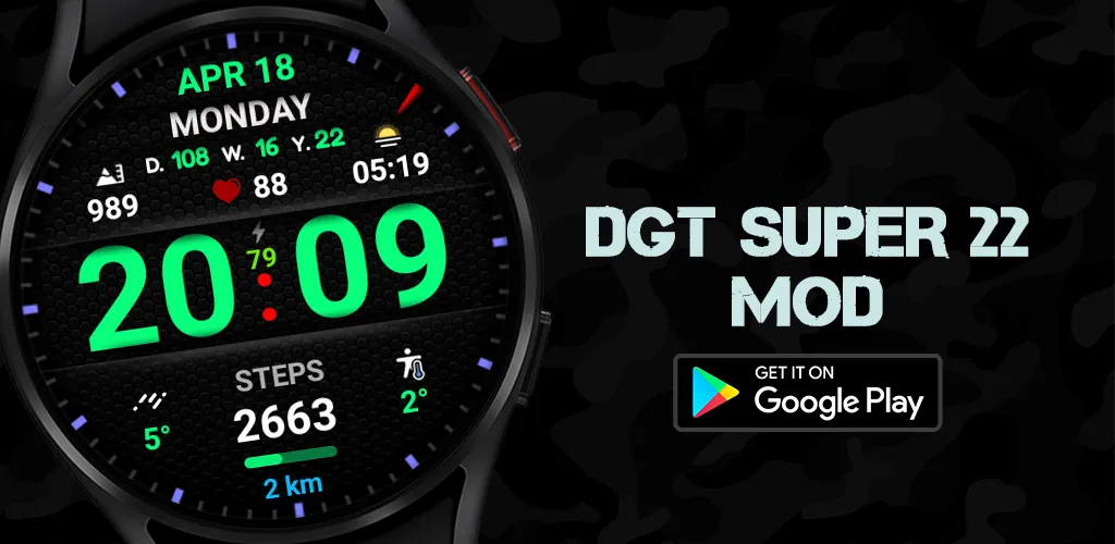 WIN Dgt Super22 MOD watch face screenshot 4