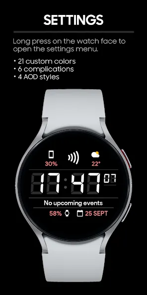 JHW Digital F: Watch face screenshot 3