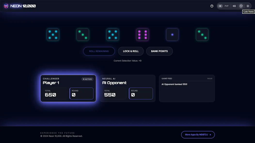 Offline 10000 Dice Neon Farkle screenshot 18