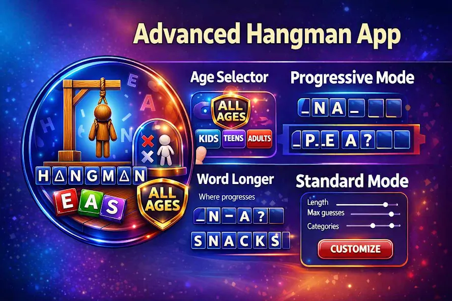 Progressive Hangman - Offline screenshot 1