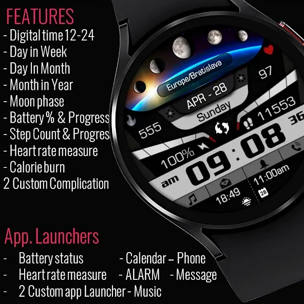 Astronomy Moon Galaxy Watch 73 screenshot 7