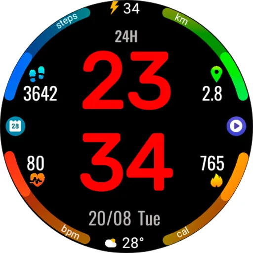Digital Rotes Watch Face screenshot 14