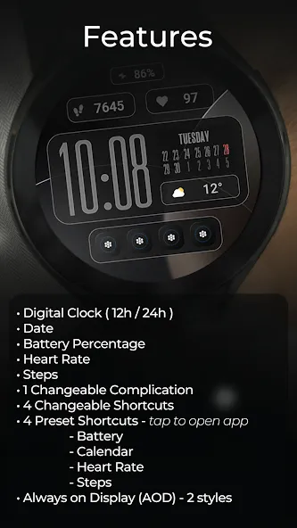 TVV Modern Layout Watch Face screenshot 3