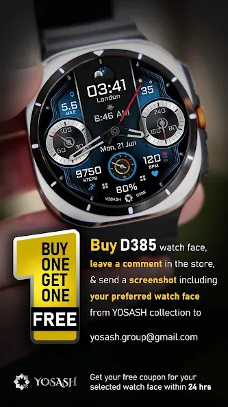 D385 Analog Watch face screenshot 2