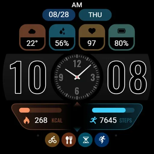 【Hybrid】Flat Small Clock screenshot 43