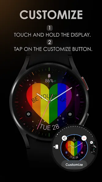 Rainbow Love analog watch face screenshot 6
