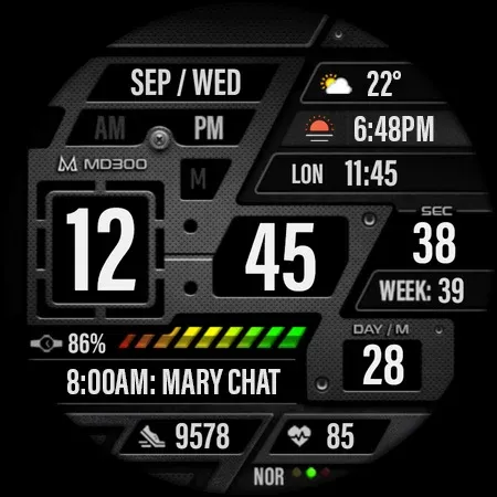 MD300 Digital watch face screenshot 30