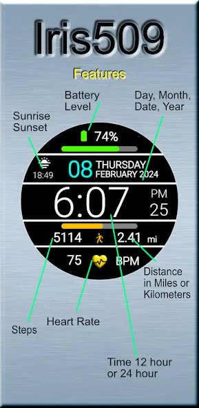Iris509 Digital Watch Face screenshot 2